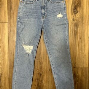 Madewell Classic Blue Distressed Straight Leg Jeans